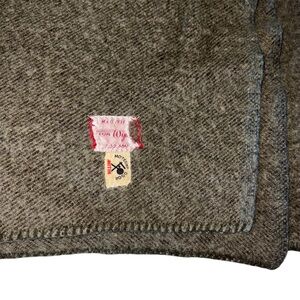 Vintage 1954 Dutch Military Motecht Door Mitin Heavy Wool Blanket Army Green